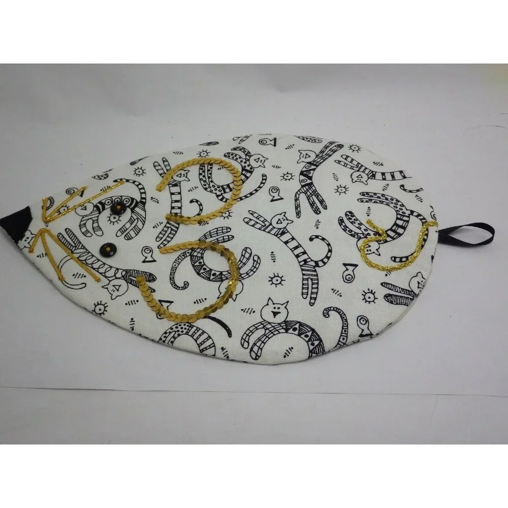Mouse Shape Hanging Grocery bag holder Fabric Black Stripe Cat Gift Bag